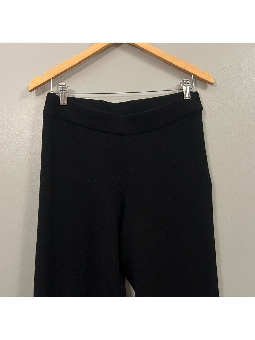 Eileen Fisher 100% Wool Knit Black Straight Leg Pants Small - Picture 4 of 6